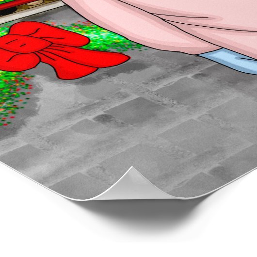 Klein meisje dat door een kerstraam kijkt poster (Hoek)