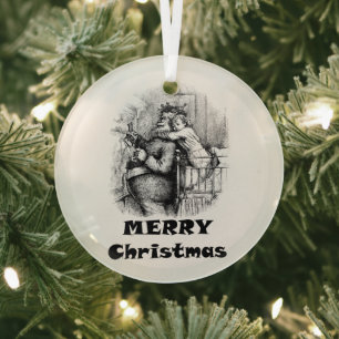 Klein meisje dat Kerstman omhelst Kerst Kunst Glas Ornament