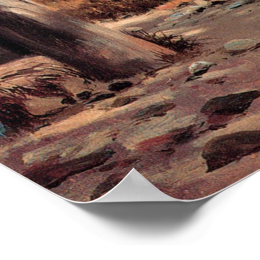 Klein meisje dat op een hek zwaait John George Bro Poster (Hoek)