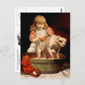 Klein meisje die haar hond zwemt briefkaart (Voorkant / Achterkant)