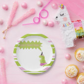 Klein meisje Dinosaur Tutu Pink Green Dino Papieren Bordje (Feest)