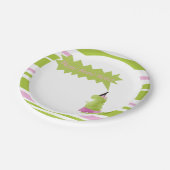 Klein meisje Dinosaur Tutu Pink Green Dino Papieren Bordje (Gekanteld)