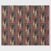 klein meisje door Fireplace kerstfeestdag Cadeaupapier (Vlak)