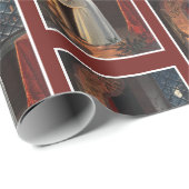 klein meisje door Fireplace kerstfeestdag Cadeaupapier (Rol Hoek)