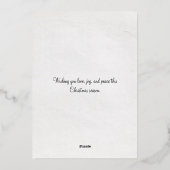  klein meisje door Fireplace kerstgoud Folie Feestdagenkaart (Achterkant)