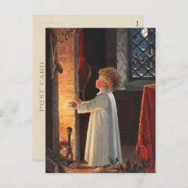  klein meisje door Fireplace Kerstmis Feestdagenkaart