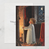  klein meisje door Fireplace Kerstmis Feestdagenkaart (Voorkant / Achterkant)