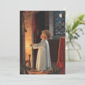 klein meisje door Fireplace Kerstmis Feestdagenkaart (Staand voorkant)