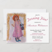 KLEIN MEISJE DRAAIEN 5 ALL DRESSED PARTY UITNODIGI KAART (Voorkant)