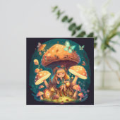 Klein meisje elve tussen paddenstoelen kaart (Staand voorkant)