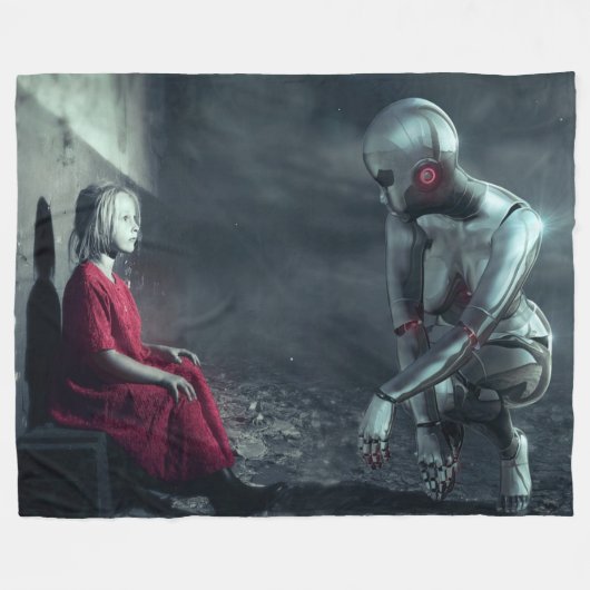 KLEIN MEISJE en ANDROID Fleece Deken (Voorkant (Horizontaal))