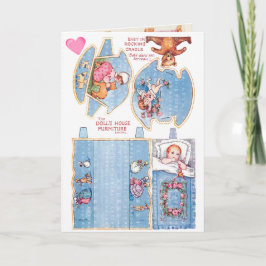 klein meisje en Baby papieren poppenkaart Kaart