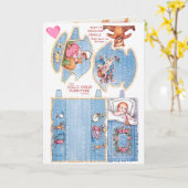  klein meisje en Baby papieren poppenkaart Kaart (Gele Bloem)