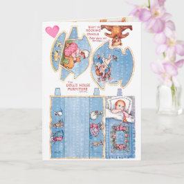 klein meisje en Baby papieren poppenkaart Kaart