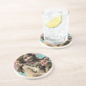  klein meisje en bloemen zandsteen onderzetter (Zijkant)