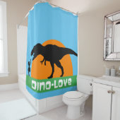 Klein meisje en dinosaurus douchegordijn (In situ)