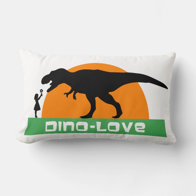 Klein meisje en dinosaurus kussen (Voorkant)