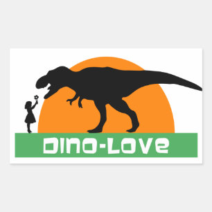 Klein meisje en dinosaurus rechthoekige sticker