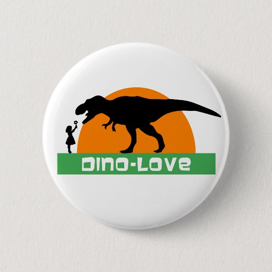 Klein meisje en dinosaurus ronde button 5,7 cm (Voorkant)