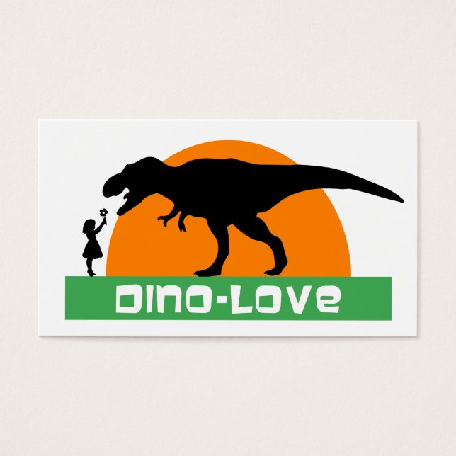 Klein meisje en dinosaurus visitekaartjes (Voorkant)