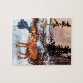 Klein meisje en eland legpuzzel (Horizontaal)