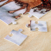 Klein meisje en eland legpuzzel (Zijkant)