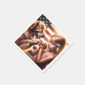 Klein meisje en Golden Retriever bidden Servet (Hoek)