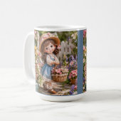Klein meisje en haar bloementuin koffiemok (Voorkant links)