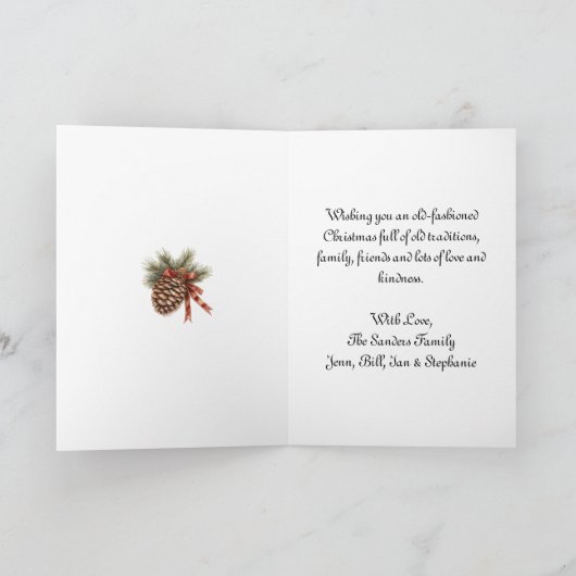 Klein meisje en haar paard gepersonaliseerde kerst feestdagen kaart (Binnen)