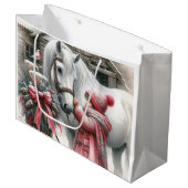 Klein meisje en haar paard: rustieke kerst groot cadeauzakje (Voorkant Gekanteld)