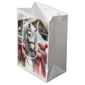 Klein meisje en haar paard: rustieke kerst medium cadeauzakje (Voorkant Gekanteld)