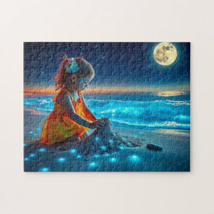 Klein meisje en het magische zandkasteel legpuzzel