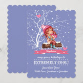 Klein meisje en Kat | Aangepaste naam Feestdagenkaart (Voorkant / Achterkant)