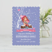 Klein meisje en Kat | Aangepaste naam Feestdagenkaart (Staand voorkant)