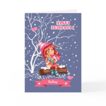 Klein meisje en Kat | Eigen naam kerstmis