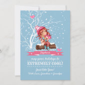 Klein meisje en Kat | Eigen naam kerstmis Feestdagenkaart (Voorkant)