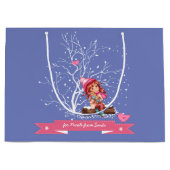 Klein meisje en Kat | Eigen naam kerstmis Groot Cadeauzakje (Voorkant)