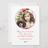 Klein meisje en puppy foto kerst Kaart (Achterkant)