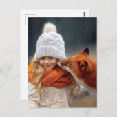 Klein meisje en vossen briefkaart (Voorkant / Achterkant)