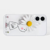 Klein meisje en witte daisy iPhone 16 hoesje (Achterkant horizontaal)