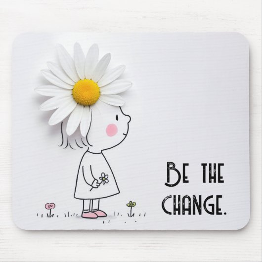 Klein meisje en witte daisy met citaat muismat (Voorkant)