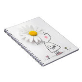 Klein meisje en witte margriet op haar hoofd notitieboek (Rechterzijde)