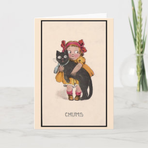  klein meisje en zwarte kattennoot Kaart