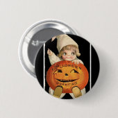 Klein Meisje Grote Halloween Pompoen Ronde Button 5,7 Cm (Voorkant /achterkant)