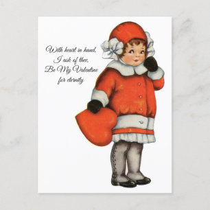  klein meisje hart in hand Valentijn Briefkaart