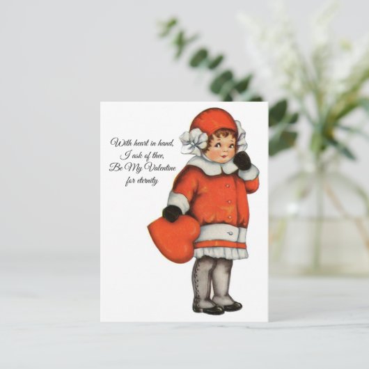 klein meisje hart in hand Valentijn Briefkaart (Staand voorkant)