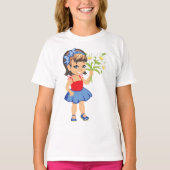 Klein Meisje Holding Daisies Meisjes T-shirt (Voorkant)