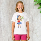 Klein Meisje Holding Daisies Meisjes T-shirt