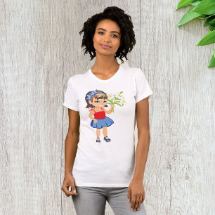 Klein Meisje Holding Daisies Vrouwen T-shirt