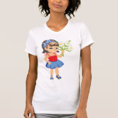Klein Meisje Holding Daisies Vrouwen T-shirt (Voorkant)